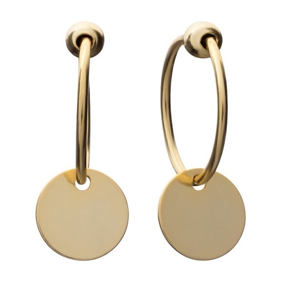 Gold Hoop with Coin Earrings - Picture 1 of 2